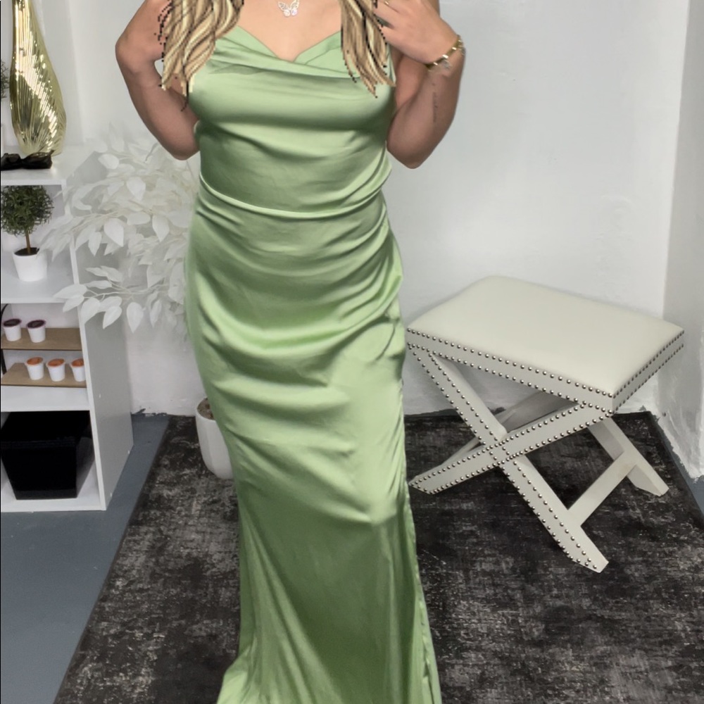 Mint green silk dress